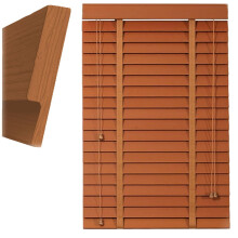 Wood Blinds 2 Inch Cordless Room Darkening Wooden Venetian Shades Custom Size for Interior Windows Chestnut Red
