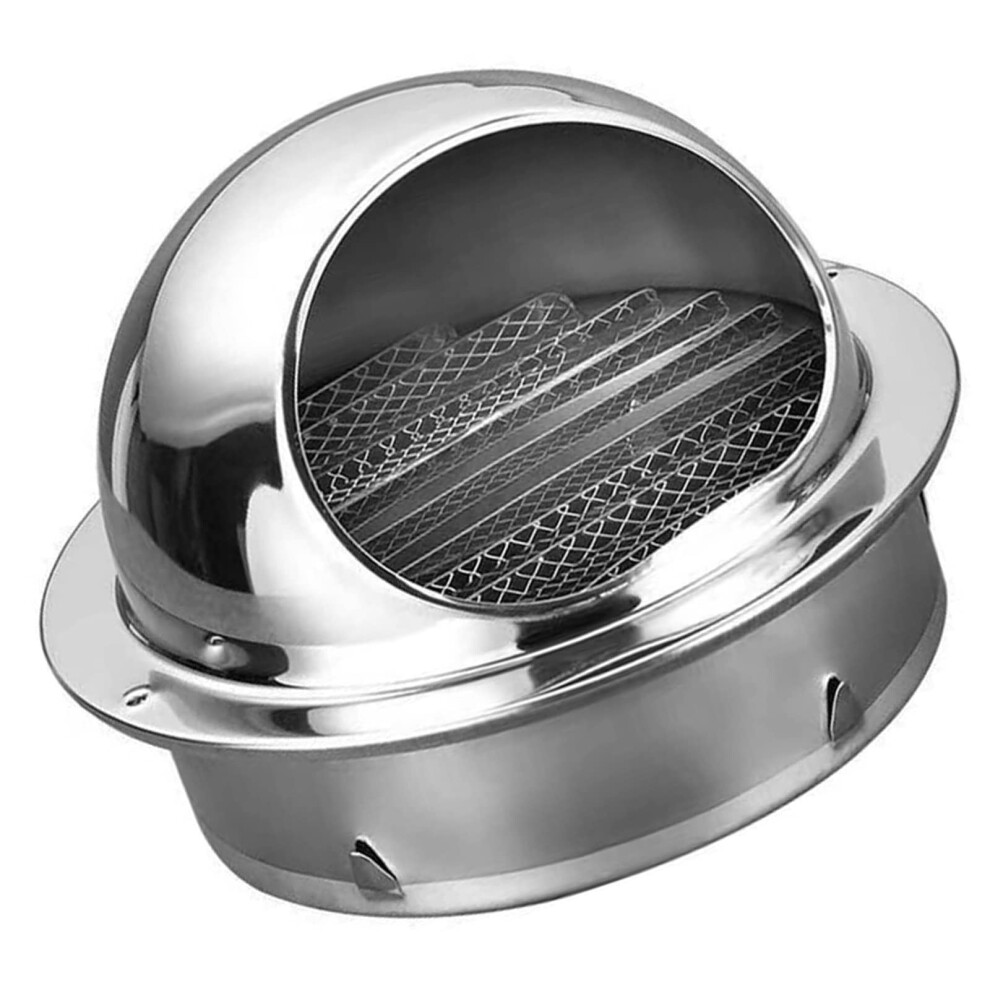 Dryer Vent Cover Stainless Steel Round Louver Weatherproof Cap With Mesh Screen 150Mm Silver 9113335082557