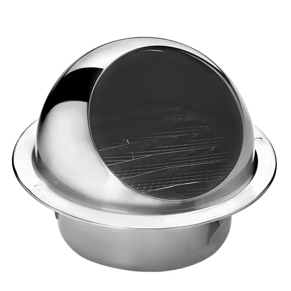 304 Stainless Steel Wall Vent Dryer Vent Cover With Rainproof Hood And Mesh, 160Mm Silver 9053599465737
