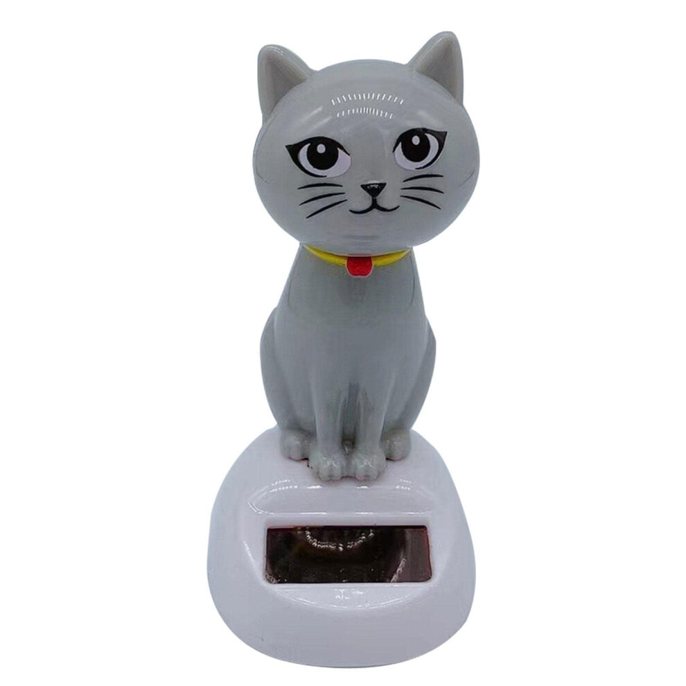 Solar Cat Bobblehead With Solar Motion Activation, Cute Dancing Kitty Figurine For Car Dashboard Decor (Grey) Grey 9070919073007