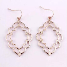 RSAMD Gold Filigree Hollow Metal Open Chandelier Drop Earrings for Women Jewelry-Rose Gold