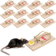 12-pack Mouse Traps, Mouse Trap, Reusable Wooden Mouse Trap - Size 10*4.5*0.6 cm, Weight: 30 g