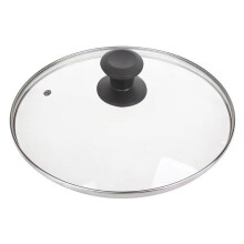 Zynic 12" Tempered Glass Lid for Frying Pan Replacement - Black Knob, Stainless Rim, Fits 12-Inch Cookware Skillets, Aluminum Pans 30cm