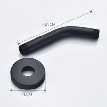 15-25cm Black Shower Bracket with Flange Wall Mount Shower Head Extension 25cm