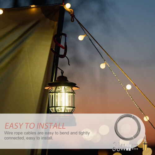 1 Set Stainless Steel Wire Rope Kit Wire Cable Set for Outdoor Deck Railing String Lights 2