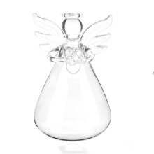 Glass Angel Vase 9.5x5.5cm Elegant Clear Small Flower Pot for Wedding Home Office Decor