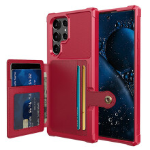 Kompatibel med Samsung Galaxy S22Ultra - Skal med korthållare rött