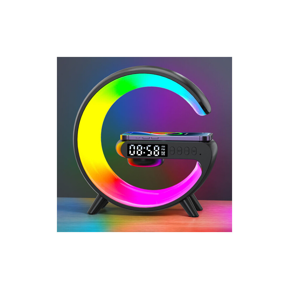 Wireless Charging Pad Stand Speaker, Tf Rgb Night 15W Fast Charging Station Compatible With Iphone, Samsung, Xiaomi, Huawei - Light/Black 9425574891754