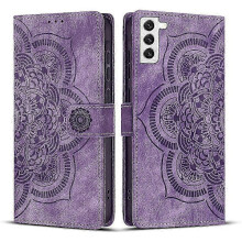 Frostat läderfodral till Mandala Emed Retro-telefon Lila kompatibelt med Samsung Galaxy S21 5G