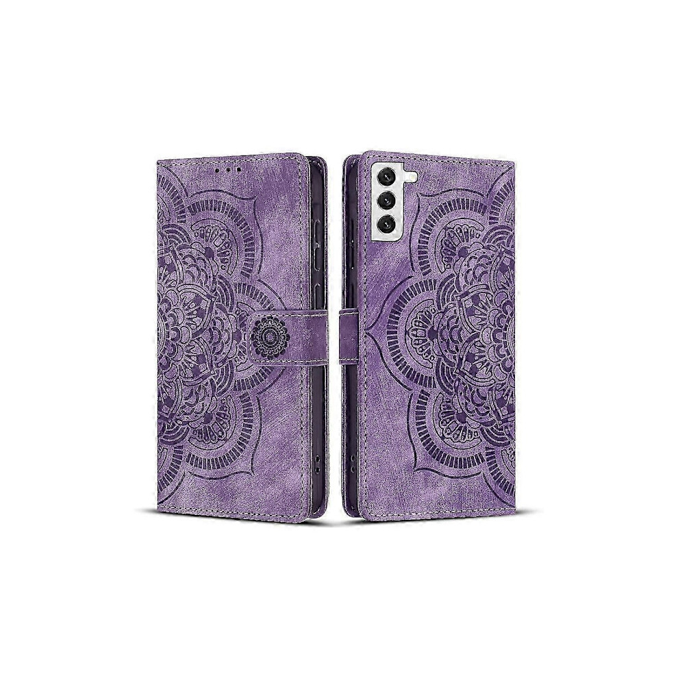 Frosted Leather Case For Mandala Emed Retro Phone For Compatible With Samsung Galaxy S21 5G Purple 9425574891709