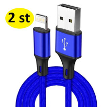 3 méter hosszú, nejlon fonott USB kábel iPhone-hoz, kék, kék
