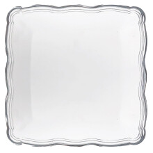 Plateaux de service carrés VEZEE Collection Aristocrat, blanc et argent, 30,5 x 30,5 cm, lot de 4