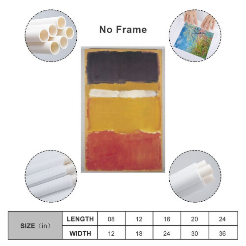 Μαύρο Λευκό Κίτρινο Κόκκινο1951από τον Mark Rothko Εκτύπωση Τέχνης Τοίχου 24x36 ιντσών 1