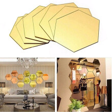 YiFudd7Pcs Adesivo murale esagonale a specchio in vinile rimovibile Decorazione per la casa Arte fai da te