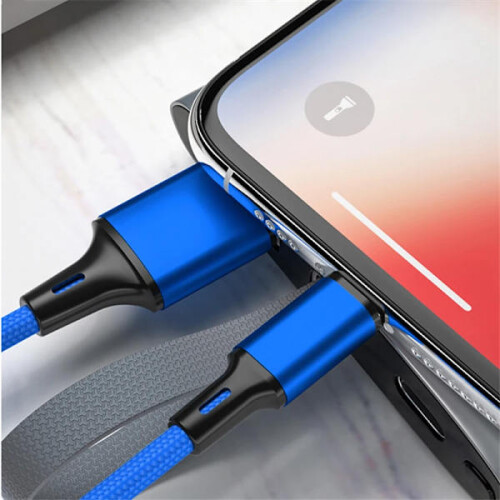 3 m langes, nylonummanteltes USB-Kabel, kompatibel mit iPhone, blau 1