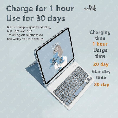 Θήκη πληκτρολογίου για συμβατότητα με iPad 9th8th7th10.2inch2021 2020 2019Μπλε Μπλε 2