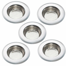 5 pezzi di filtro per lavello in acciaio inox da 4,5" con bordo largo per cestello di scarico della cucina