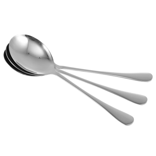 3Pcs Stainless Steel Buffet Spoons Practical Food Serving Spoons (Silver) 1