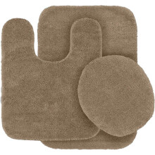 Tapis de bain uni taupe n 6 en chenille douce antidérapante avec envers en caoutchouc, tapis contour en forme de U, tapis et couvre-abattant de