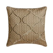 Lot de 2 housses de coussin HomeCentric beiges 30 x 30 cm (12 x 12 pouces), broderie en soie à motif treillis et perles, style Art déco