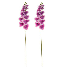 Déstockage de fleurs artificielles, Phalaenopsis violet clair à 9 têtes et grande tige (2 pièces), 2 fleurs artificielles