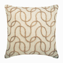 Housses de coussin HomeCentric avec fermeture éclair, 35 x 35 cm, lot de 2, en coton et lin, motif treillis en jute, forme carrée géométrique.