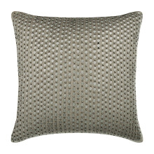 Housses de coussin décoratives 35,5 x 35,5 cm, argentées, en lin brillant, à rayures, style moderne - effet argenté.