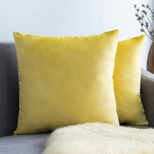 Lot de 2 housses de coussin carrées décoratives en velours doux uni, 45 x 45 cm, pour canapé, lit, voiture ou décoration intérieure.