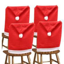 Ensemble de 4 housses de dossier de chaise de Noël, housses de chaise de cuisine avec bonnet rouge de Père Noël, décoration pour salle à manger,