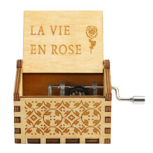 Mojoyce Antike hölzerne Spieluhr, handbetriebene Spieluhr, Geschenk (La vie en rose)