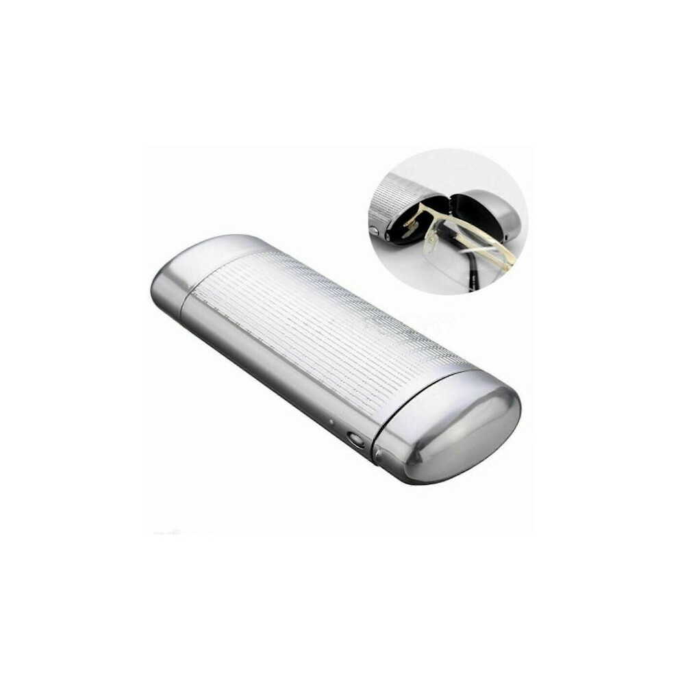 Aluminum Glasses Case, Metal, Portable Hard Shell for Reading Glasses Fg Sliver