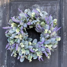 Couronne de printemps YiFudd, couronne de lavande artificielle, décoration pour porte d'entrée ou mur