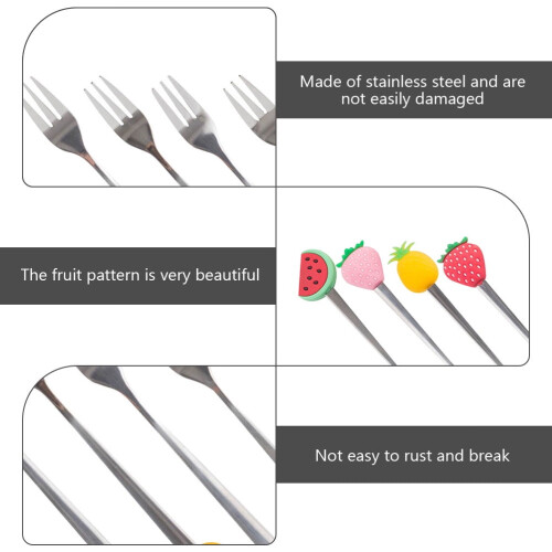 4pcs Fruit Forks Appetizer Dessert Forks Stainless Steel Fruit Picks Tableware 1