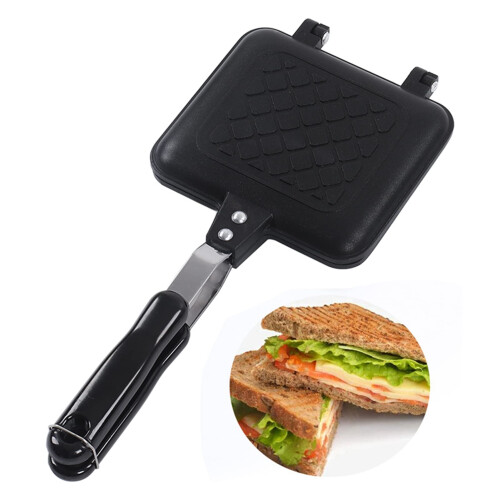 Double Sided Sandwich Maker Pan with Nonstick Surface and HeatResistant Handle for Grilled Paninis