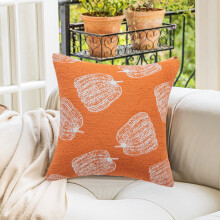 YCLife 18x18 inch Soft Plush Velvet Fall Throw Pillows for Couch, Orange Pumpkin Design, Indoor Outdoor Decor, 1Pack, Under $5