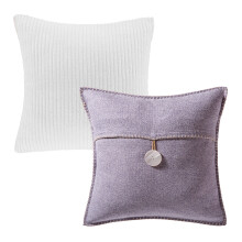 Phantoscope Decorative Throw Pillow Set, Soft Corduroy Striped Velvet & Farmhouse Button Bundle, Compatible with Sofa Couch Bedroom, True White &