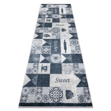 ANDRE 44211 washing carpet lisbon tiles, kitchen, anti-slip - grey / silver 80x200 cm