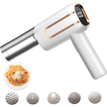 Electric Pasta Maker with 5 Noodle Shapes, USBC Rechargeable, OneButton Fast Output for Home