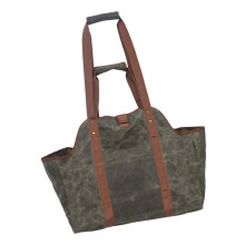Waxed Canvas Firewood Carrier Tote Bag, Large Capacity Waterproof Log Tote for Indoor and Outdoor