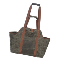 Large Capacity Waterproof Waxed Canvas Firewood Carrier Tote Bag with Reinforced Handles for Indoor Outdoor Use