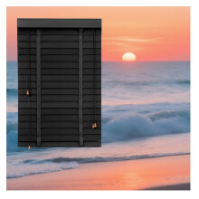 Cordless Wooden Venetian Blinds 2 Inch Slats for Windows Blackout Privacy Easy Clean Black
