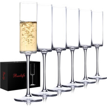 Crystal Champagne Flutes Set of 6 - Hand Blown Stem Glasses - Elegant Sparkling Wine Glassware - Perfect Gift for Birthday, Wedding, Anniversary -