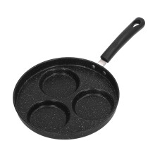 Round Grill Pan, Metal Iron Heating Egg Cooker Pan 3 Cups Egg Hamburger Pan with Comfortable Handle for Home Kitchen Omelettes Burgers Pancakes