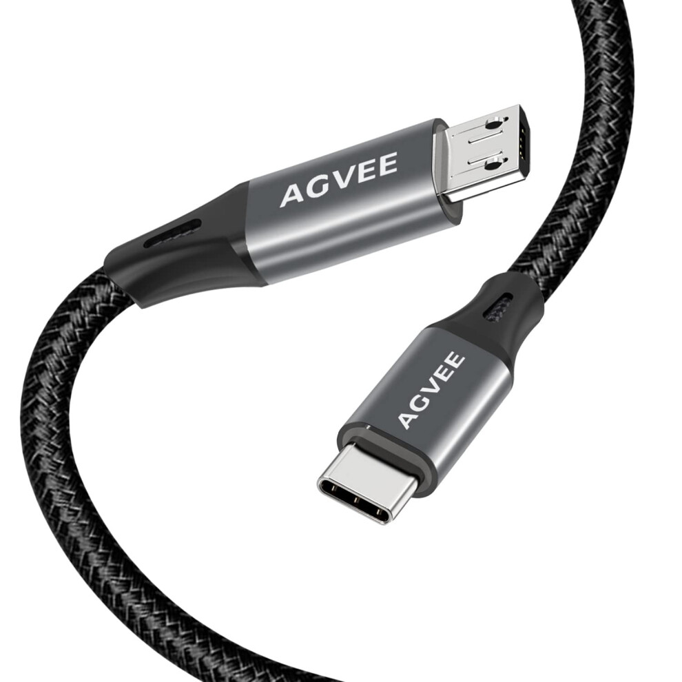 [2 Pack 1Ft] Usb-C Otg To Micro Usb Cable, Braided Charger Data Sync Cord Charging Wire Adapter For Compatible With Samsung 9110895298190