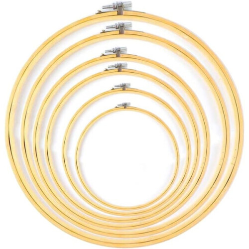 6 wooden embroidery hoops, round