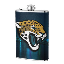 Jaguars Flagon Hip Flask 8oz, Food-Grade Stainless Steel & Leather, Compatible with Outdoor Sports, Camping, Wedding Groomsman Gift