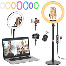 10.3" Selfie Ring Light with Stand, 29 RGB Modes, Remote, compatible with iPhone & Android, Dimmable LED for Photo, Video, TikTok