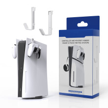 Ganci bianchi per cuffie compatibili con console PS5 e PS5 Slim, salvaspazio per vari controller e dispositivi VR.