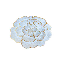 Lot de 6 sets de table lavables, motifs fleurs dorées et bleues, en PVC antidérapant, résistants à la chaleur et faciles à nettoyer, pour la
