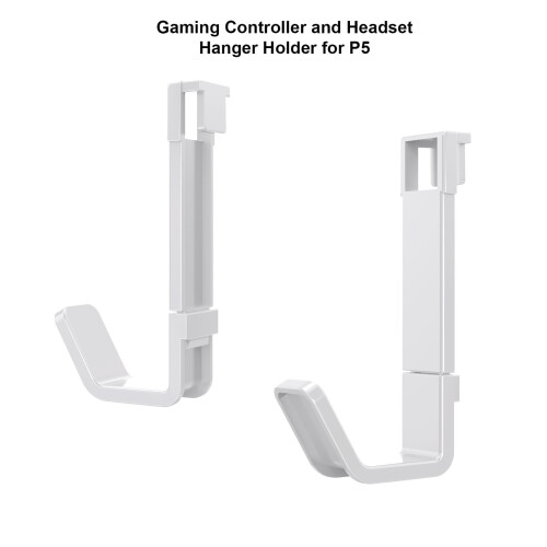 Ganci bianchi per cuffie compatibili con console PS5 e PS5 Slim, salvaspazio per vari controller e dispositivi VR. 2